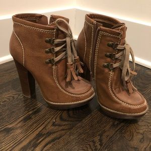 High heel lace up ankle boots